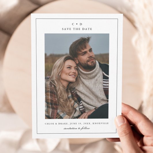 Eenvoudige zwart-wit trouwfoto save the date