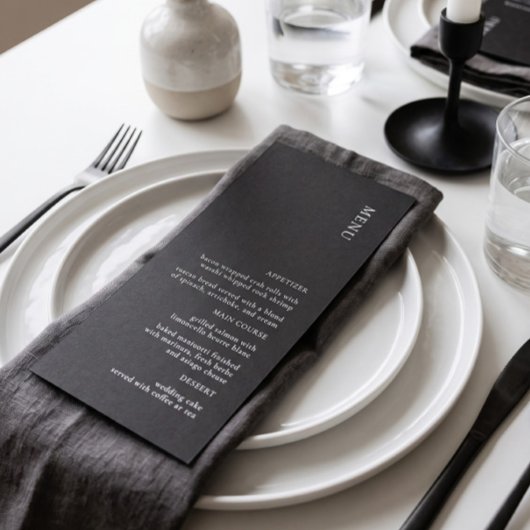Eenvoudige zwart-wit trouwmenu menu