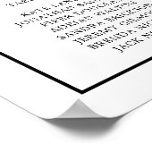 Eenvoudige Zwart-Wit Trouwstoelindeling Poster (Hoek)