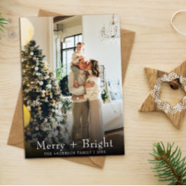 Eenvoudige zwart-wit typemachine kerstfoto feestdagenkaart