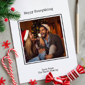 Eenvoudige zwart-wit typemachine kerstfoto feestdagenkaart