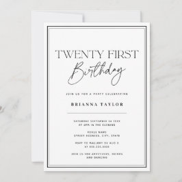 Eenvoudige zwart-wit typografie 21e verjaardag kaart