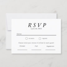 Eenvoudige zwart-wit typografie bruiloft RSVP