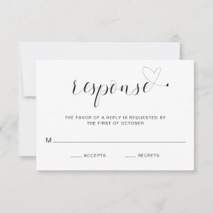 Eenvoudige zwart-wit typografie Elegante bruiloft RSVP Kaartje