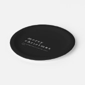 Eenvoudige zwart wit typografie Vrolijk Kerstfeest Papieren Bordje (Gekanteld)