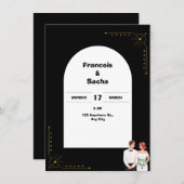 Eenvoudige zwart-wit uitnodiging (Voorkant / Achterkant)