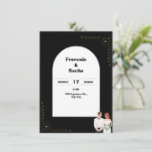 Eenvoudige zwart-wit uitnodiging (Staand voorkant)