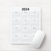 Eenvoudige zwart-wit US 2024 Jaarkalender Muismat (Met muis)