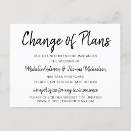 Eenvoudige zwart-wit verandering van plannen aankondigingskaart