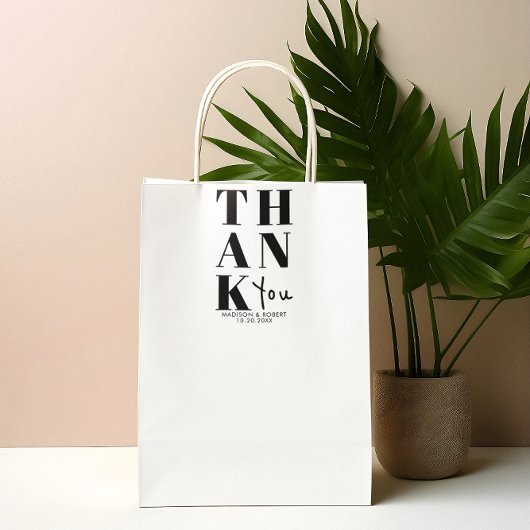 Eenvoudige zwart wit vet dank u huwelijksgunst rechthoekige sticker