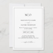 Eenvoudige zwart wit vierkante grens Monogram brui Kaart (Voorkant)