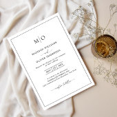 Eenvoudige zwart wit vierkante grens Monogram brui Kaart