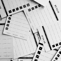Eenvoudige zwart-wit vijf ronde Bunco Score Kaart
