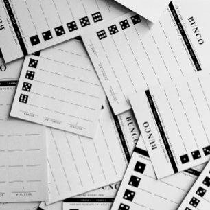 Eenvoudige zwart-wit vijf ronde Bunco Score Kaart Briefhoofd
