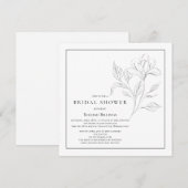 Eenvoudige zwart-wit Vrijgezellenfeest Bloemen Kaart (Voorkant / Achterkant)