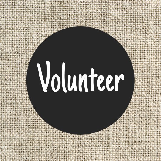 Eenvoudige zwart-wit vrijwilliger ronde sticker