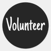 Eenvoudige zwart-wit vrijwilliger ronde sticker (Voorkant)