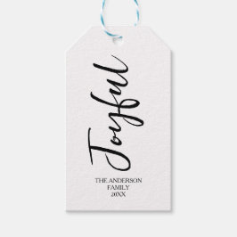 Eenvoudige zwart-wit vrolijke kerstkalligrafie cadeaulabel