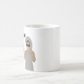 eenvoudige zwart wit vrouw grappige tekst koffiemok (Center)