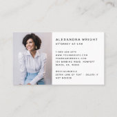 Eenvoudige zwart wit wet juridisch advocaat foto b visitekaartje (Achterkant)