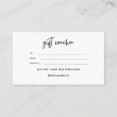 Eenvoudige zwart-wit zakelijke cadeaubonnen informatiekaartje (Achterkant)