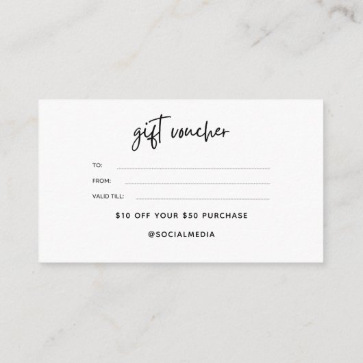 Eenvoudige zwart-wit zakelijke cadeaubonnen informatiekaartje (Achterkant)