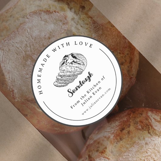 Eenvoudige zwart-wit zelfgemaakte zuurdesem Sticke Ronde Sticker