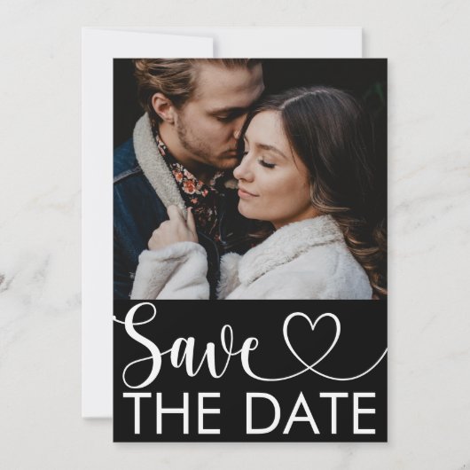 Eenvoudige zwart-witfoto met foto's opslaan de dat save the date (Voorkant)
