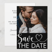 Eenvoudige zwart-witfoto met foto's opslaan de dat save the date (Voorkant / Achterkant)