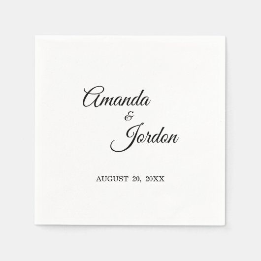 Eenvoudige zwart-witkalligrafie-cocktail servet (Voorkant)