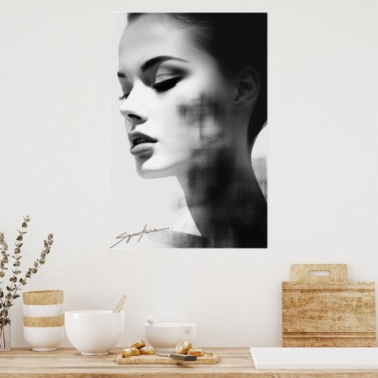 Eenvoudige zwart-witkunst poster (Keuken)