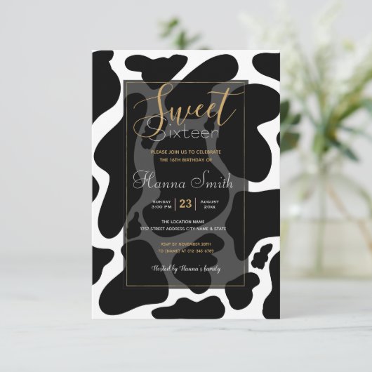 Eenvoudige zwart-witspikkels grote koe - Dierlijke Kaart (Staand voorkant)