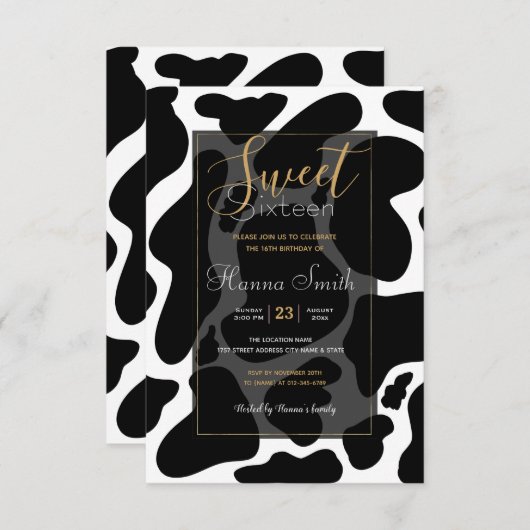 Eenvoudige zwart-witspikkels grote koe - Dierlijke Kaart (Voorkant / Achterkant)