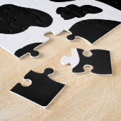 Eenvoudige zwart-witspikkels grote koe - Dierlijke Legpuzzel (Zijkant)
