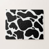 Eenvoudige zwart-witspikkels grote koe - Dierlijke Legpuzzel (Horizontaal)