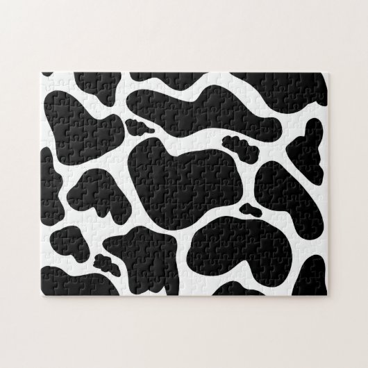 Eenvoudige zwart-witspikkels grote koe - Dierlijke Legpuzzel (Horizontaal)