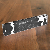 Eenvoudige zwart-witspikkels grote koe - Dierlijke Naambordje (Zijkant)