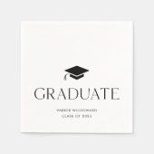 Eenvoudige zwart-witte afstudeerdop servet (Voorkant)