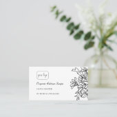 Eenvoudige zwart-witte bloemige handgemaakte zeep visitekaartje (Staand voorkant)
