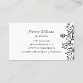 Eenvoudige zwart-witte bloemige handgemaakte zeep visitekaartje (Achterkant)