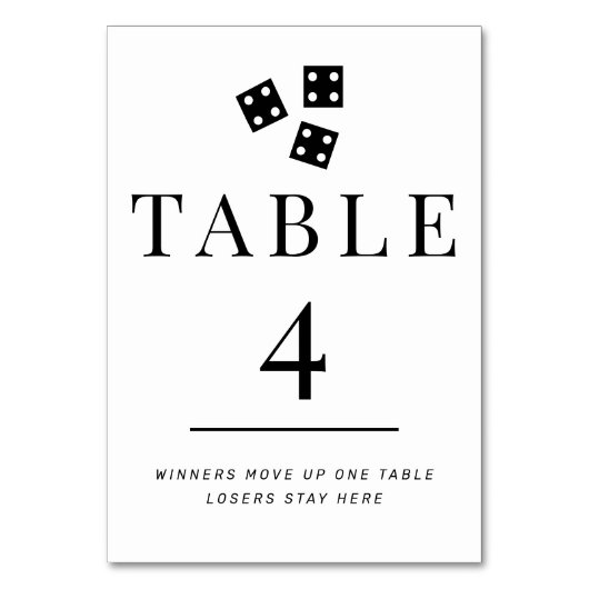 Eenvoudige zwart-witte Bunco tafel nummer 4 Kaart (Achterkant)
