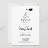 Eenvoudige zwart-witte champagne bruiloft brunch kaart (Voorkant)