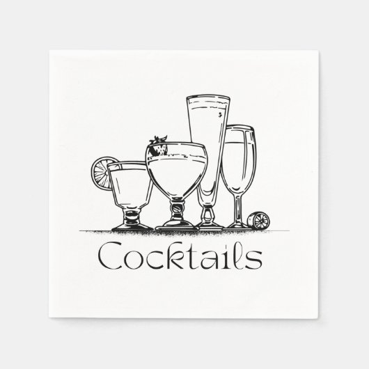 Eenvoudige zwart-witte cocktails servet (Voorkant)