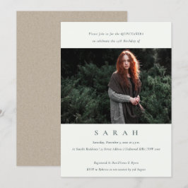 Eenvoudige Zwart Witte Foto Quinceañera Uitnodigin Bedankkaart