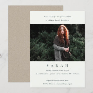 Eenvoudige Zwart Witte Foto Quinceañera Uitnodigin Bedankkaart