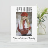 Eenvoudige Zwart Witte Gouden Foto Kerstmis Feestdagenkaart (Staand voorkant)