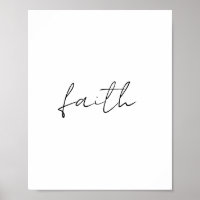 Eenvoudige zwart witte hand geschreven Faith Art