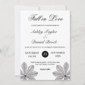 Eenvoudige zwart-witte Herfst in liefde herfstbrui Kaart (Voorkant)