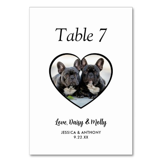Eenvoudige zwart-witte hond foto bruiloft kaart (Voorkant)