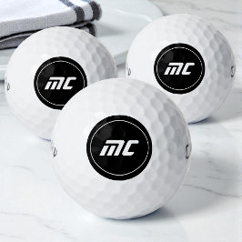 Eenvoudige zwart-witte Initialen Cool Monogram Golfballen